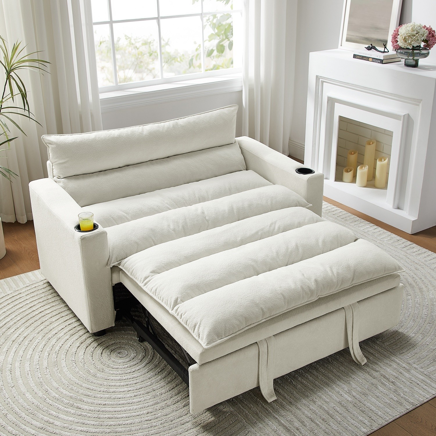Convertible Sleeper Sofa Bed 3 in 1 Velvet Loveseat Sofa Couch with Pull Out Bed gallery
