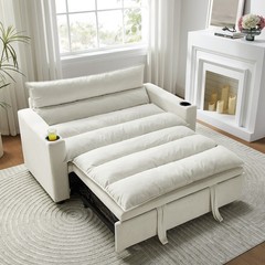 Convertible Sleeper Sofa Bed 3 in 1 Velvet Loveseat Sofa Couch with Pull Out Bed