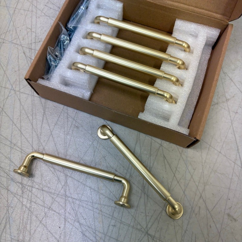 6-Pack Light Brushed Brass Cylindrical Handle 5-1/16-in, 128mm Center to Center gallery