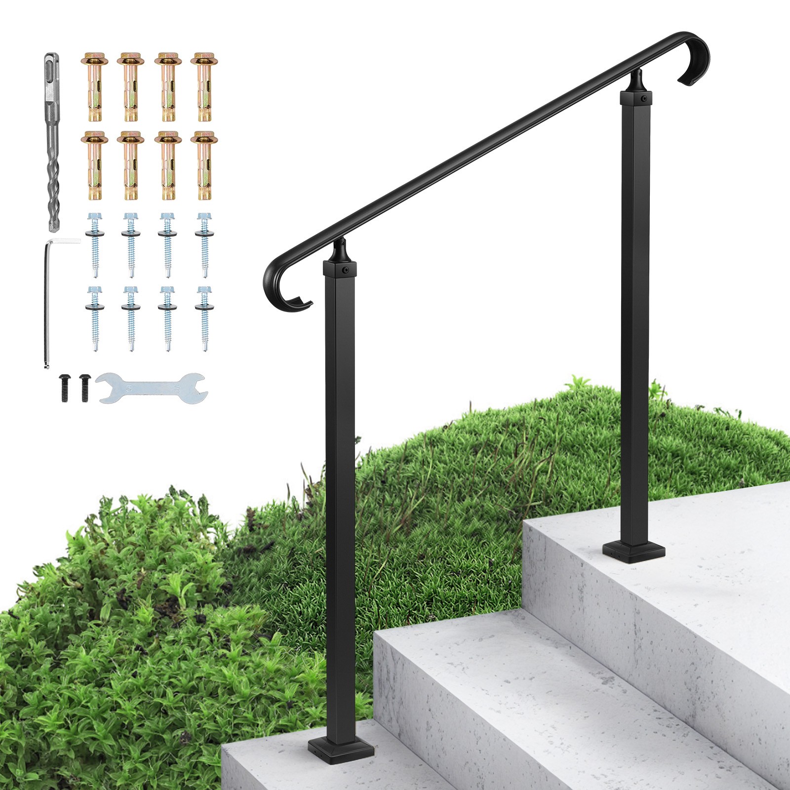 VEVOR Handrails for Outdoor Steps Carbon Steel Transitional Handrail 2-3 Step gallery
