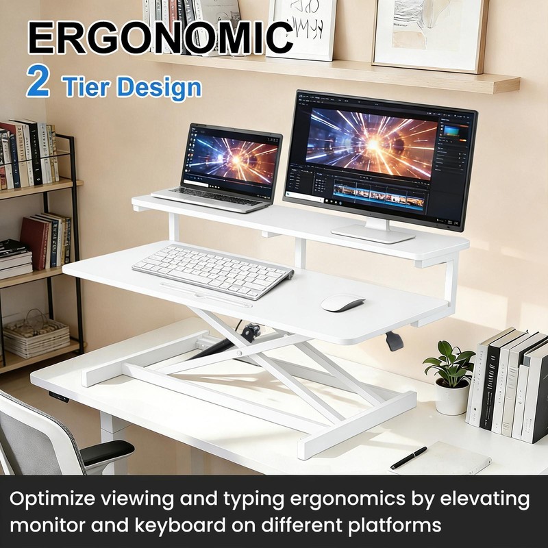 Height Adjustable Standing Desk Riser 37" Sit to Stand Converter Workstation gallery