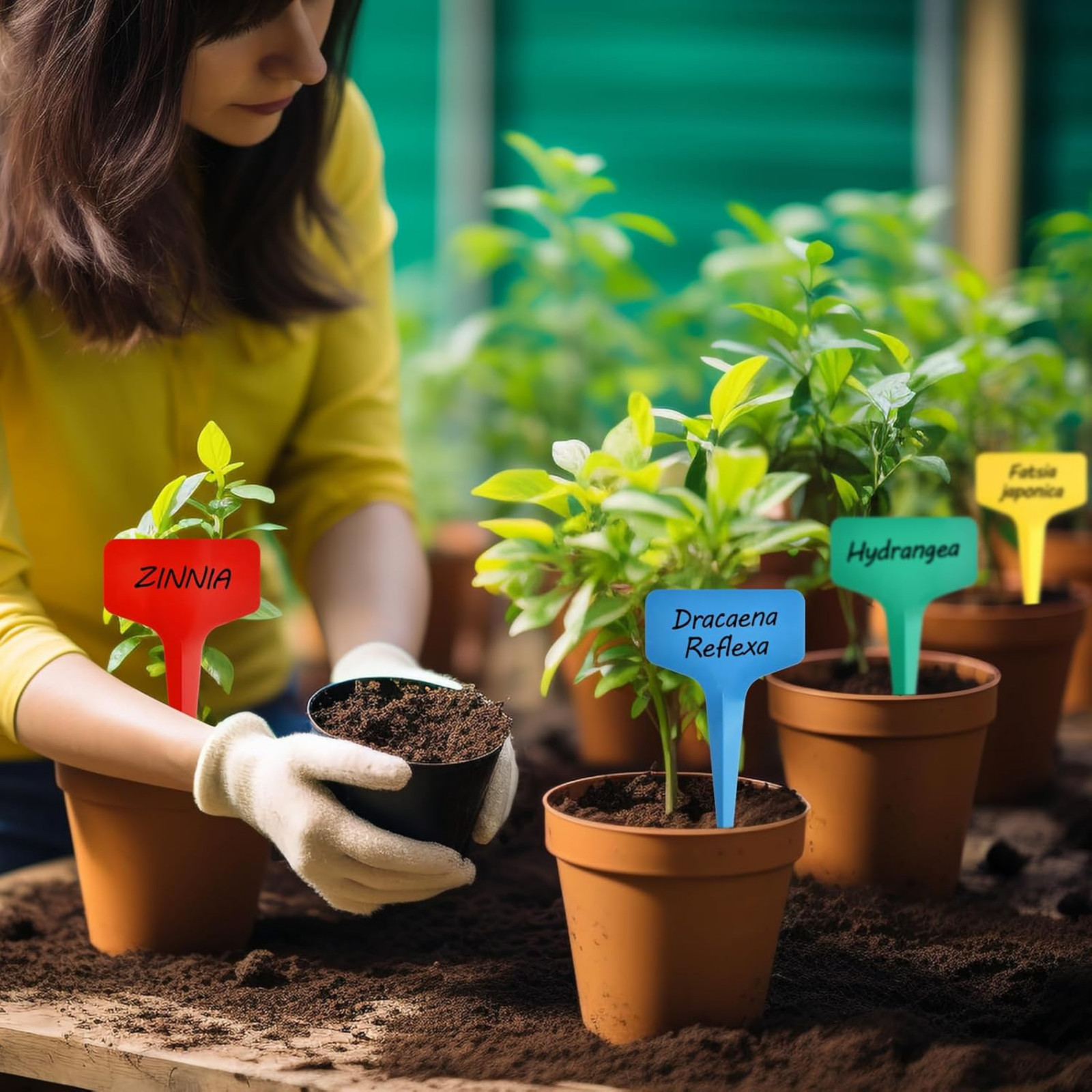 120PCS Plant Labels T Type Garden Markers Waterproof Tags with Pen gallery