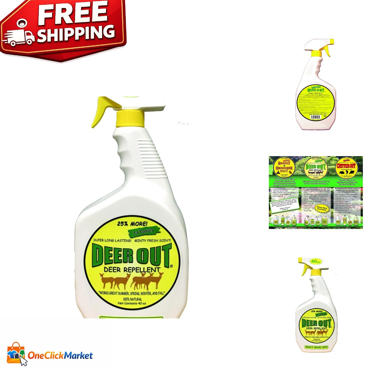 40oz Natural Deer Repellent - -Round Protection with Fresh Peppermint Scent gallery