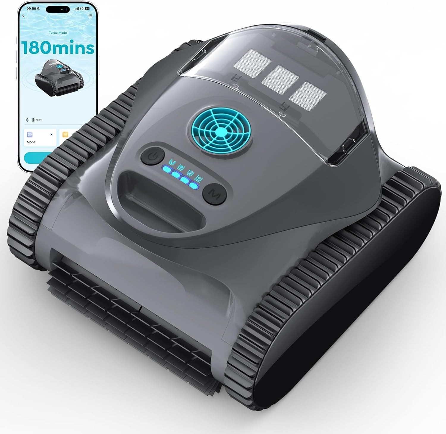 C1 Cordless Robotic Pool Cleaner 180 Min Wall Waterline Vacuum App Control Dusk gallery