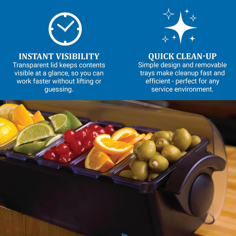 5-Tray Dome Garnish Center with Caddy - 8 Pint Capacity, Black gallery