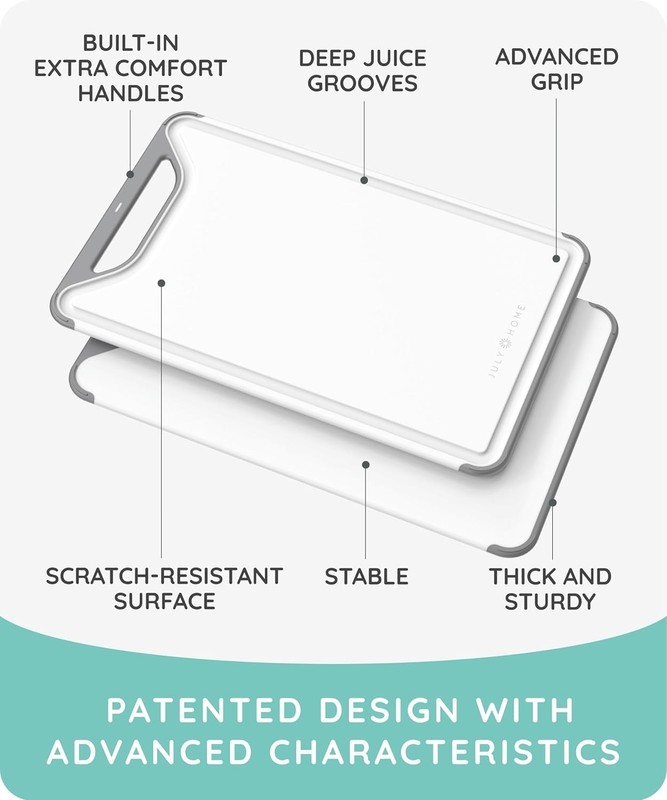 Versatile Plastic Cutting Boards with Juice Grooves, Gray gallery