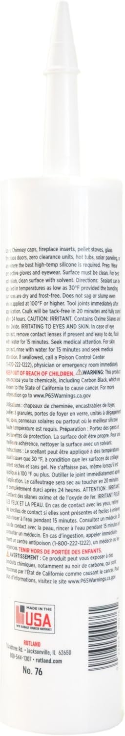 Rutland High Temperature Black Silicone Sealant - 500°F Heat Resistant gallery