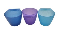 Three IKEA Bygel Hanging Storage Cups Blue Purple Teal 4.5″ Tall