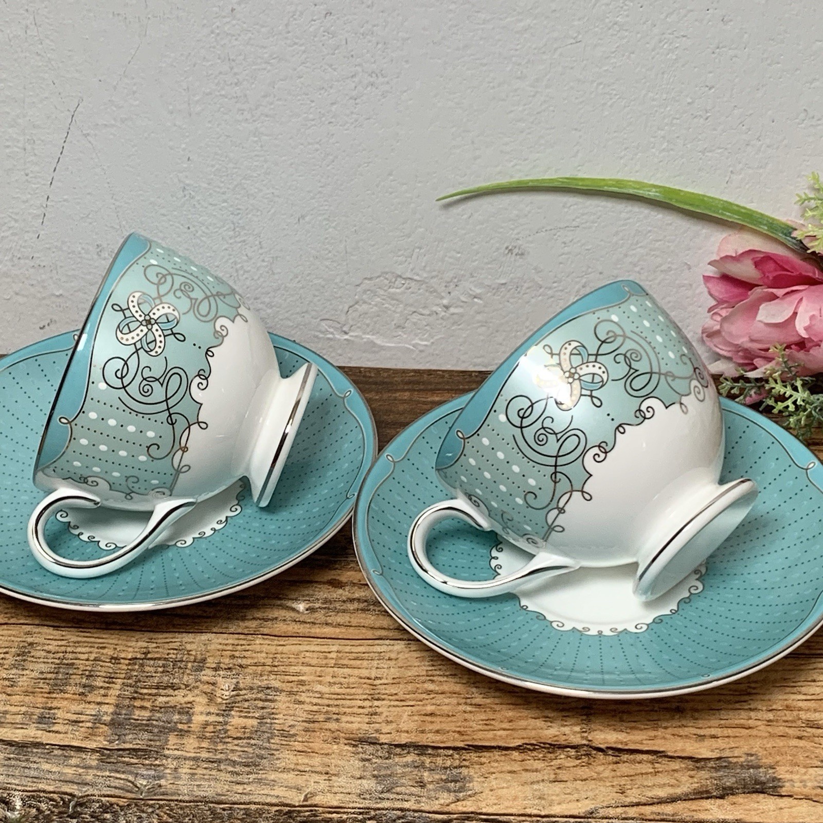 WEDGWOOD - PSYCHE Ceramic Cup & Saucer BONE CHINA - Set of 2 gallery