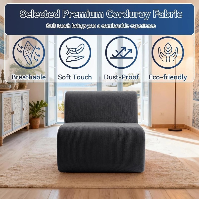 Cloud-Like Comfort: 26'' Boneless Sofa, Ergonomic & Tool-Free Setup in Dark Gray gallery
