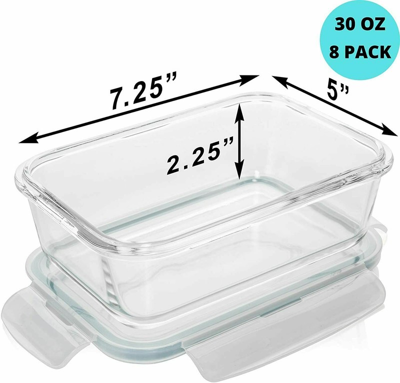 Glass Storage Containers with Airtight Lids, Microwave Safe, 30oz, Set of 16 gallery