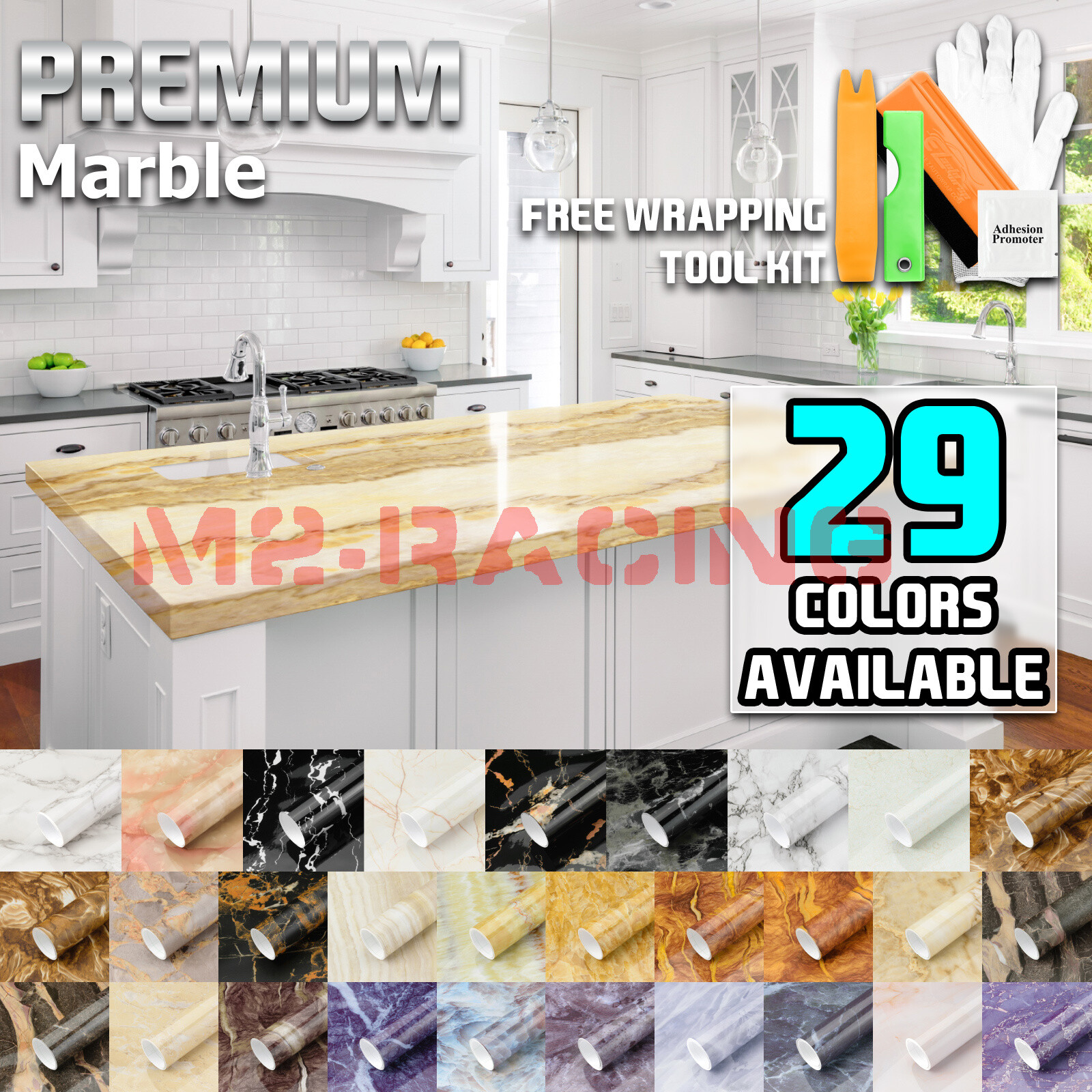 Gloss / Matte Marble Granite Effect Vinyl Wrap Self Adhesive Counter Top Home gallery