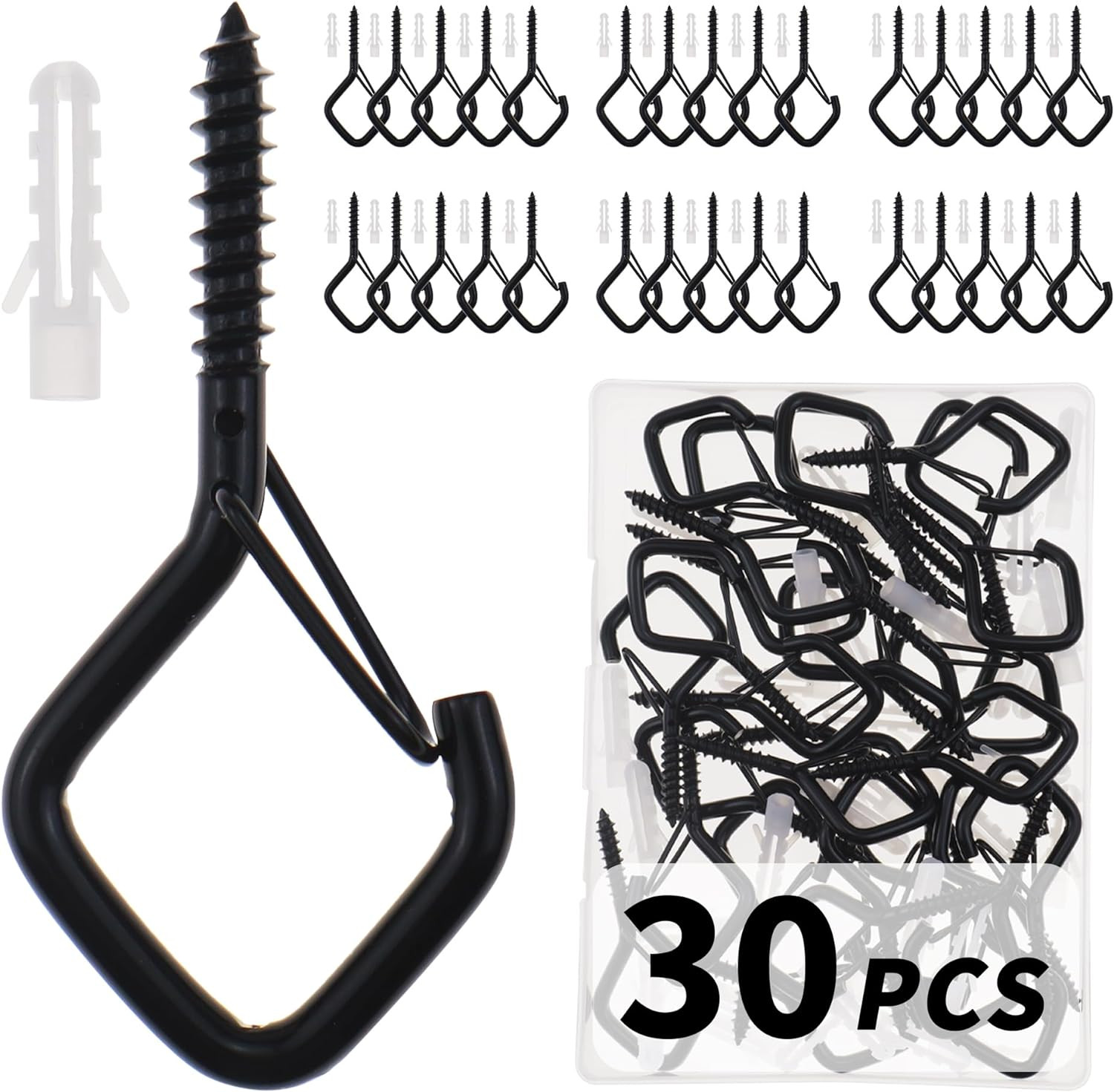 30 PCS Cup Screw-In Hanger Hooks with Safety Buckle, Windproof Screw Hooks gallery