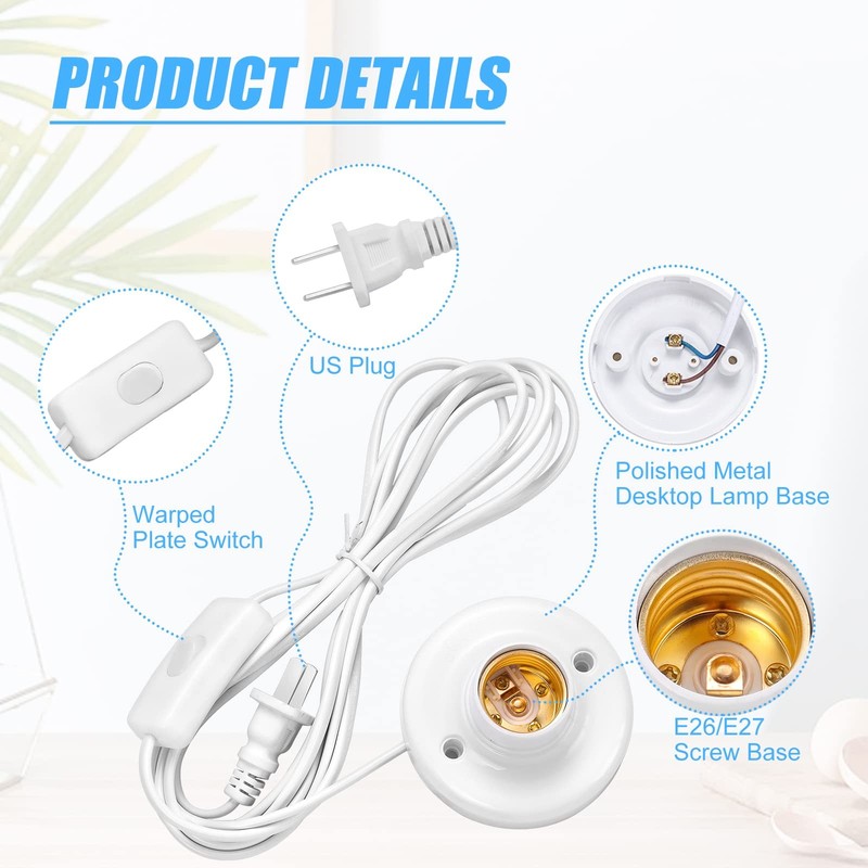Light Socket 9.84' with Cord E26 E27 Light Bulb Socket WOn/Off Switch Hanging gallery
