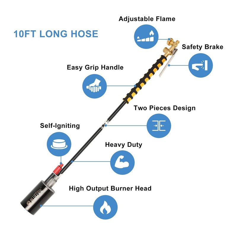 BLUEFIRE 150000 BTU High Output Propane Torch Weed Burner with 10ft Hose Trigger gallery