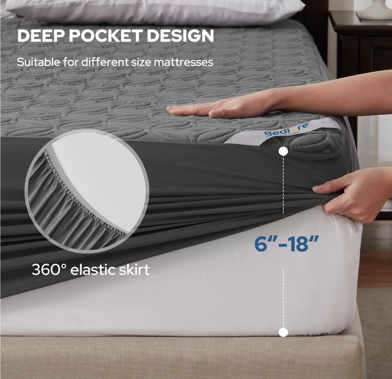 BEDLORE Waterproof Mattress Protector Queen Size Breathable Cover with Deep Pock gallery