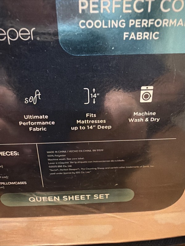 NIP Serta Perfect Sleeper Peach w/Clouds 6 Piece Queen Perfect Cool Sheet Set gallery