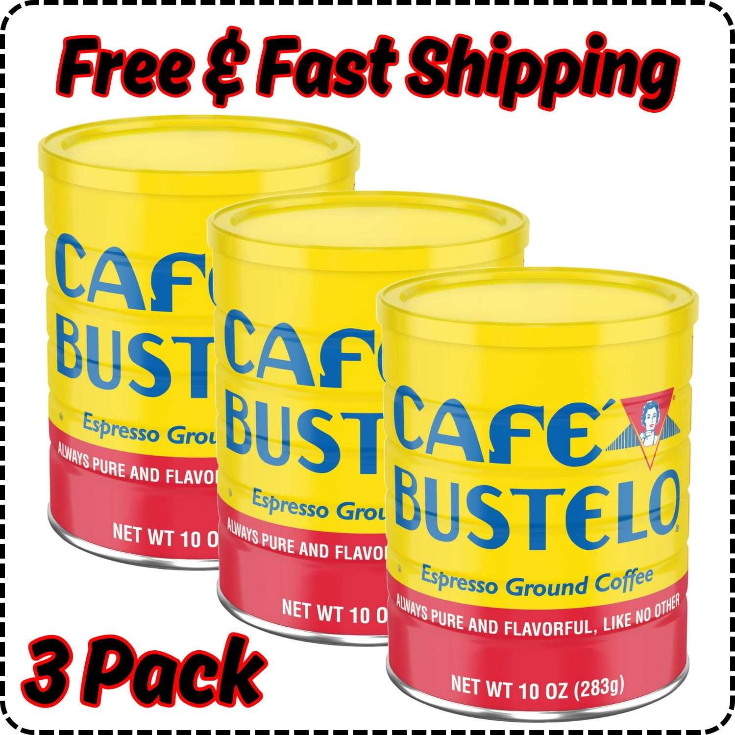 Cafe Bustelo, Espresso Style Dark Roast Ground Coffee, 10 oz Can (Pack of 3) gallery