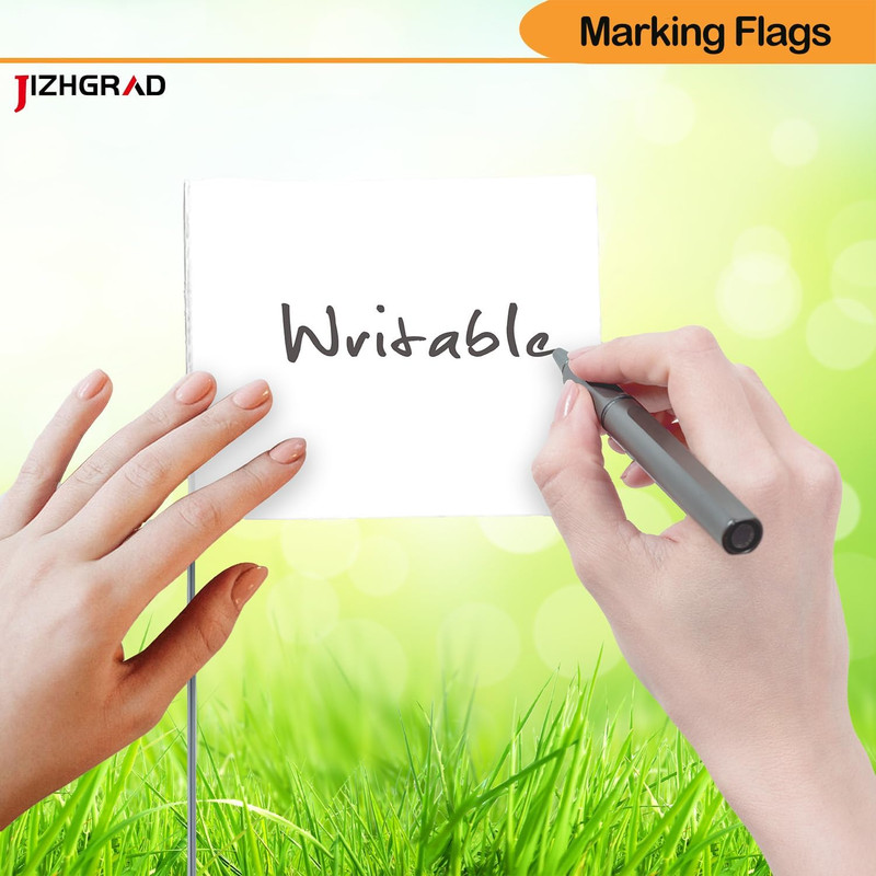 50Pack White Marking Flags 15X4X5 Inch Marker Flags Use for Yard & Lawn Bound gallery