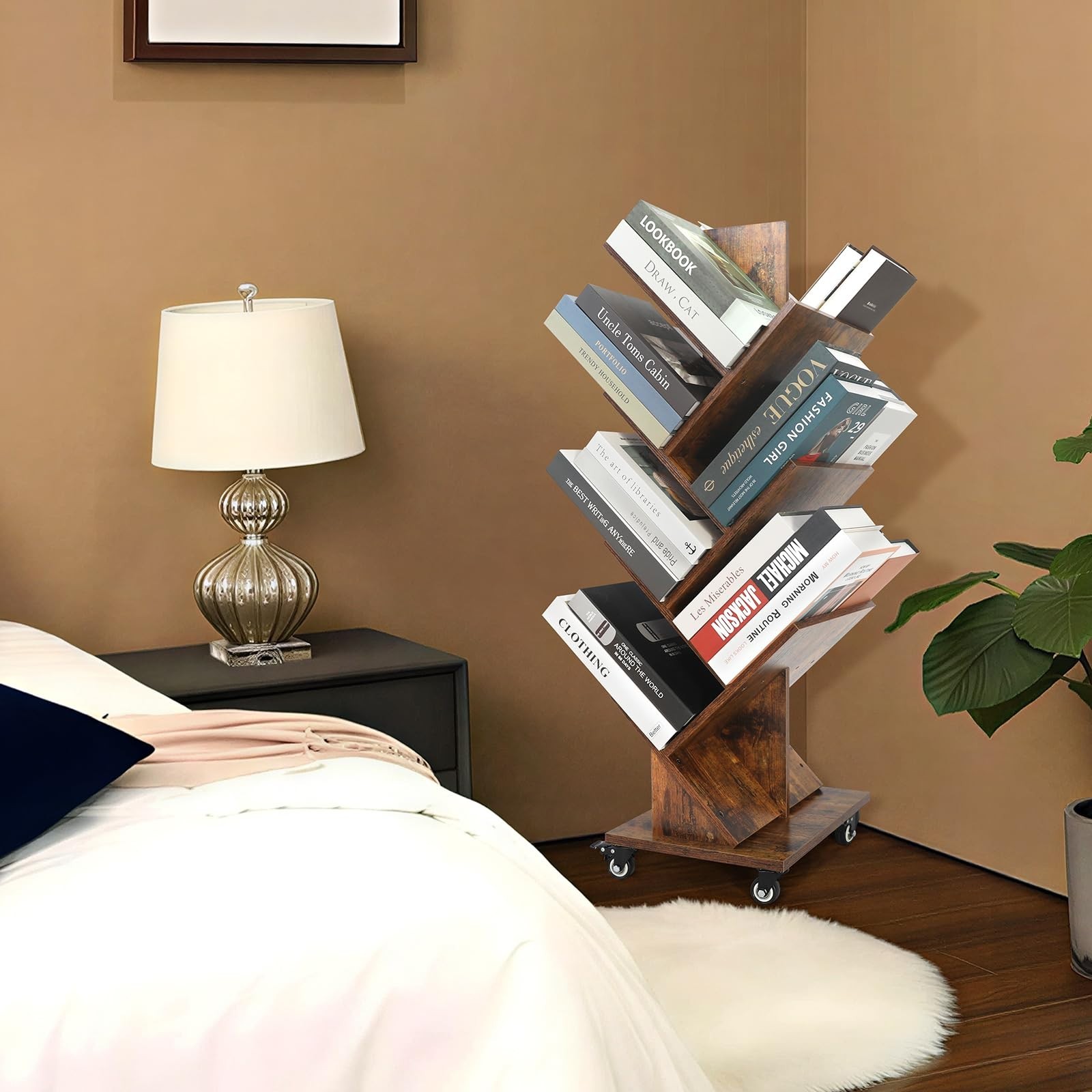 360° Rotating Tree Bookshelf - 7-Tier Space-Saving Bookcase for Small Spaces, Ae gallery
