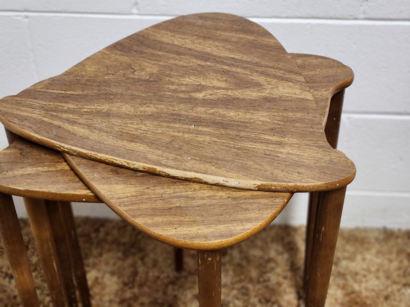 MCM Nesting Stacking Tables Side End Unusual Shape Set Of 4 Vintage Rough Parts gallery