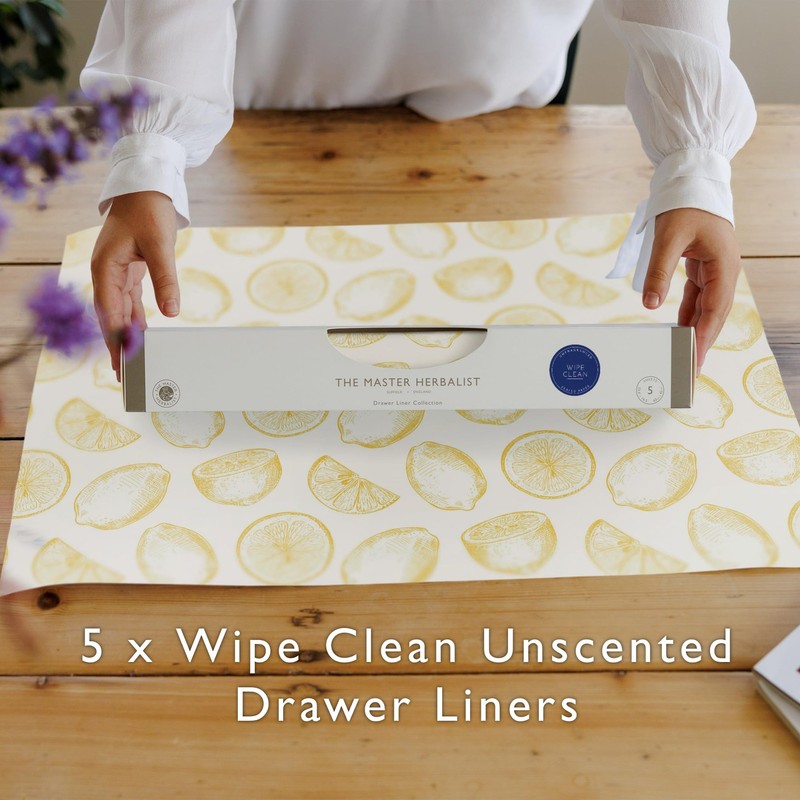 UNSCENTED & Wipe Clean Drawer Liners with a Yellow Lemons Design - Perfect fo... gallery