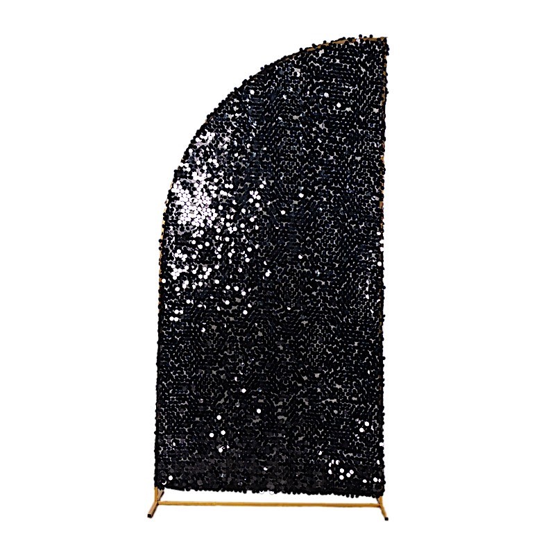 7 ft BLACK Double Sided Big Payette Sequin Half Moon Arch STAND COVER Party gallery