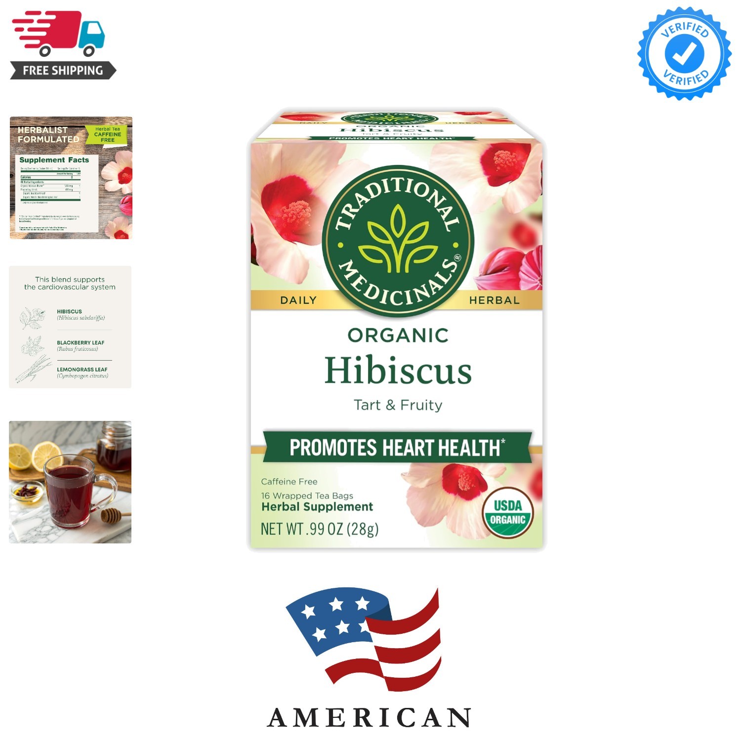 Organic, Hibiscus Tea - Supports Normal Heart Health & Cardiovascular Wellnes... gallery