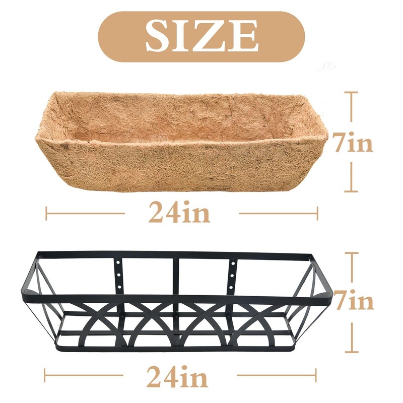 24" Flat Railing Planter Box 2 Pack Metal Planters for Deck, Balcony, Patio gallery