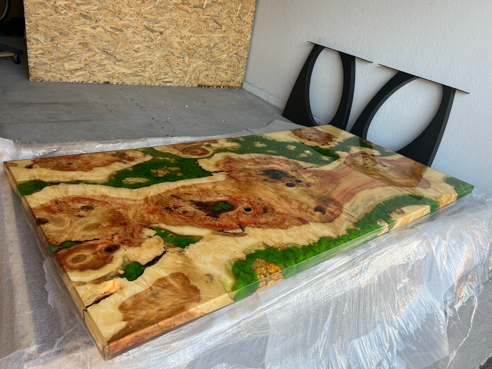 Dining table "Forest" made of maple slab and epoxy resin 78x39in gallery