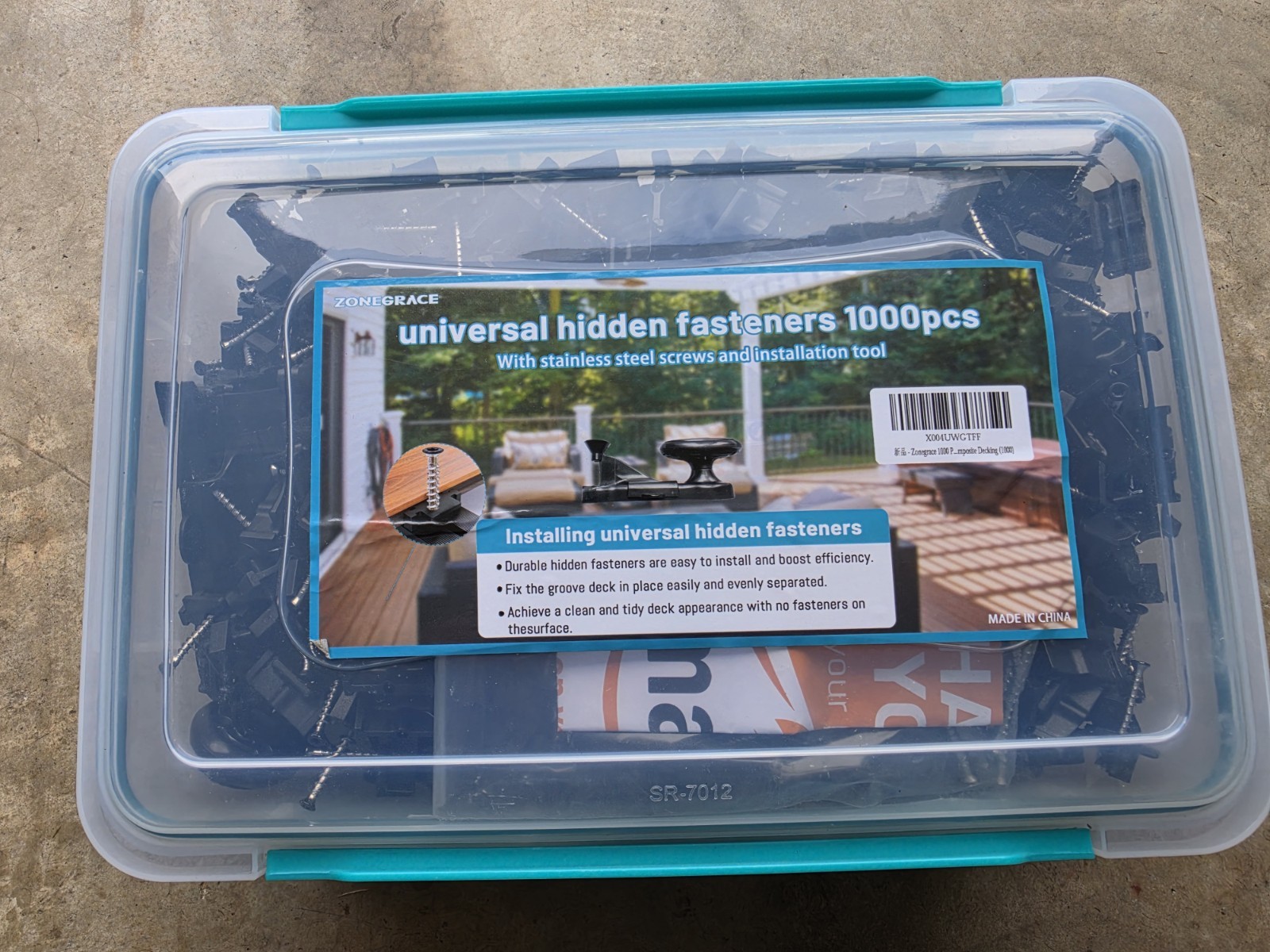 ZONEGRACE Hidden Deck Fasteners 1000-Pack Kit, Black Plastic w/ SS Screws gallery