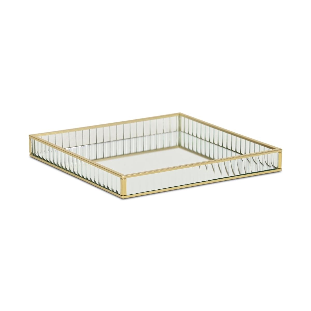 Veldra Gold Square Fluted Glass Tray Small 9Dot75In gallery