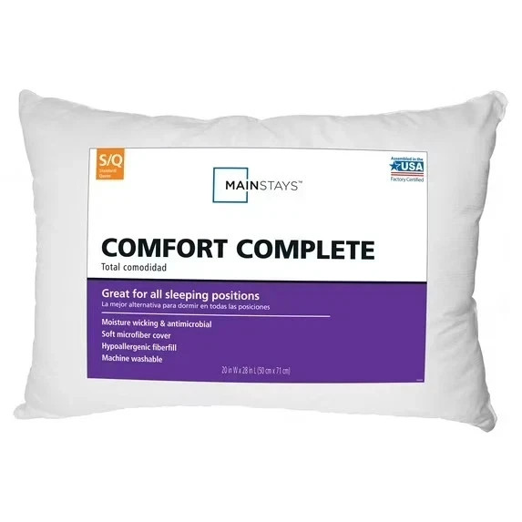 Mainstays Comfort Complete Bed Pillow, Standard/Queen (2 Pack) gallery
