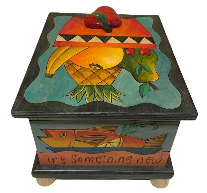Sticks Handmade - Apple Hand Carved & Painted Wooden Recipe Box - BOX006-apple gallery