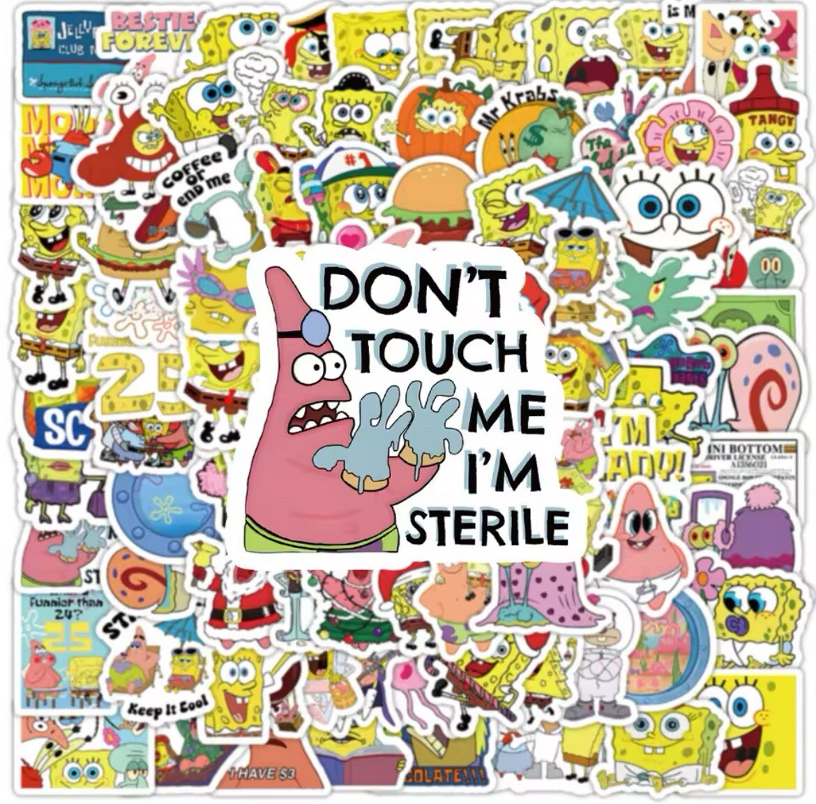 Square Sponge Cartoon MINI Stickers 100pk Assorted Fun Characters FREE SHIPPING gallery