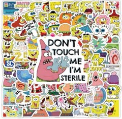 Square Sponge Cartoon MINI Stickers 100pk Assorted Fun Characters FREE SHIPPING
