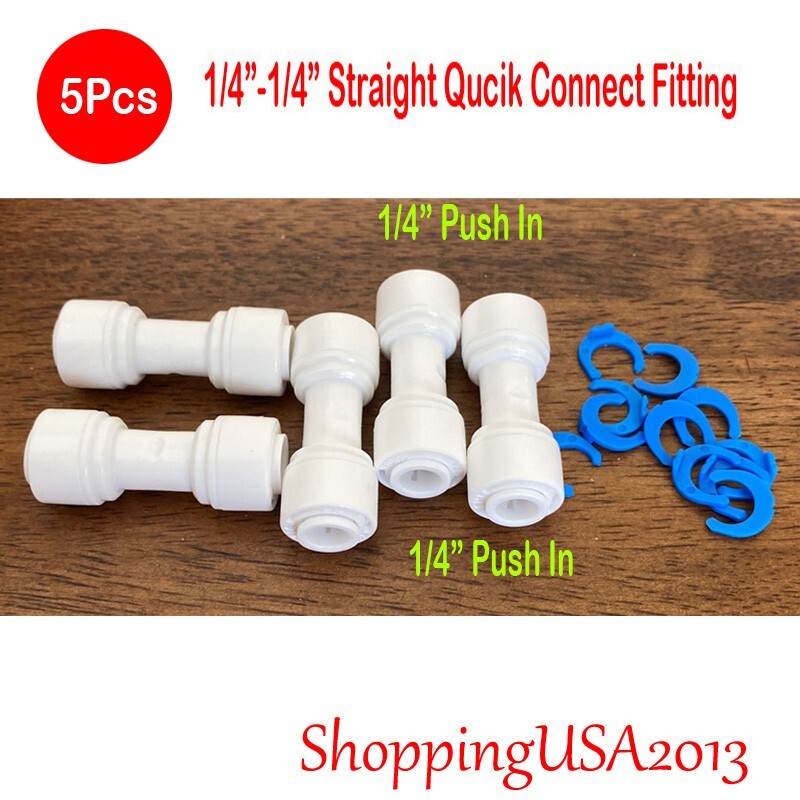 5 Pcs 1/4"-1/4" Quick Connect Push In Straight Fitting Connector Connection gallery