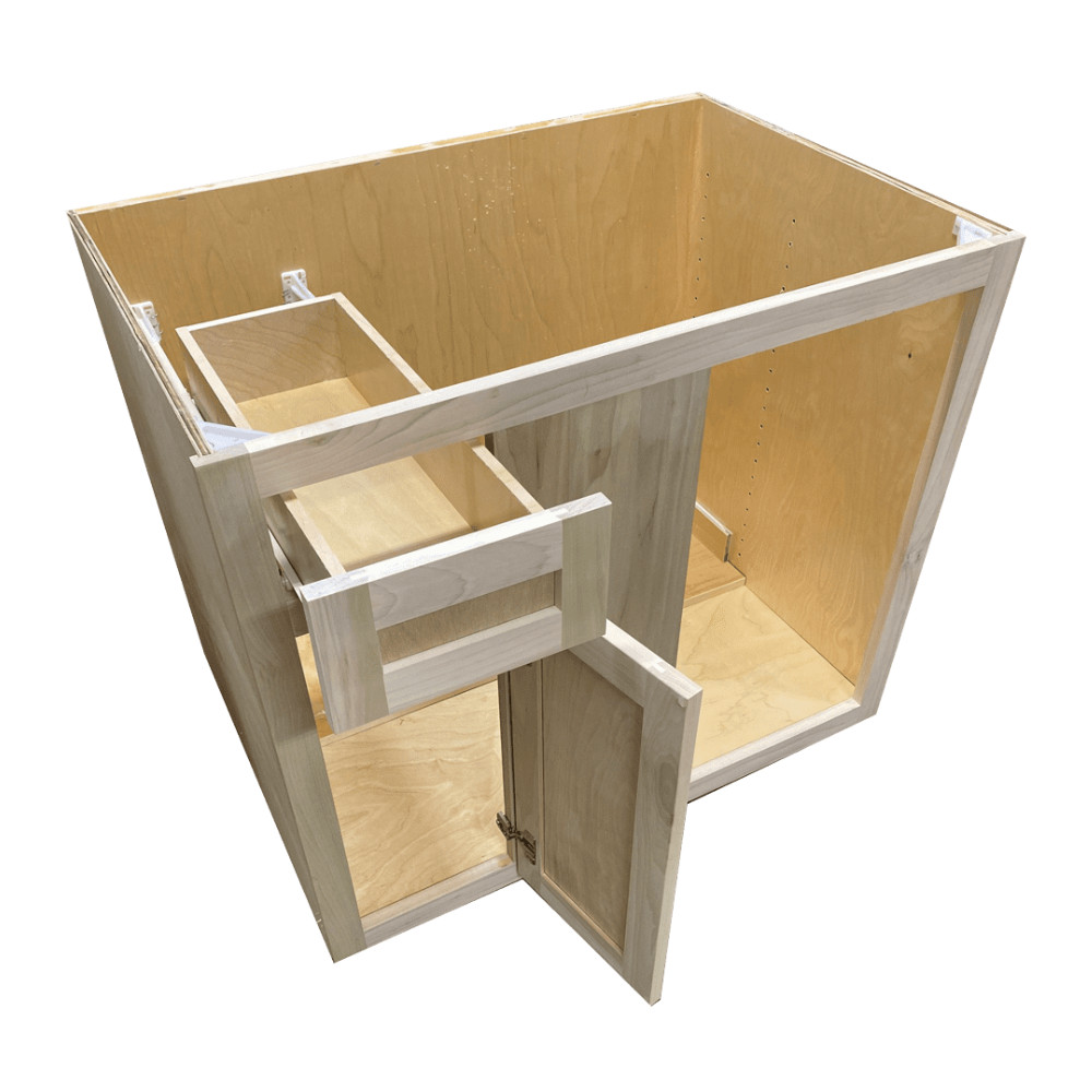 Kitchen Blind Corner Base Cabinet | Unfinished Poplar | Shaker Style | 36 in gallery