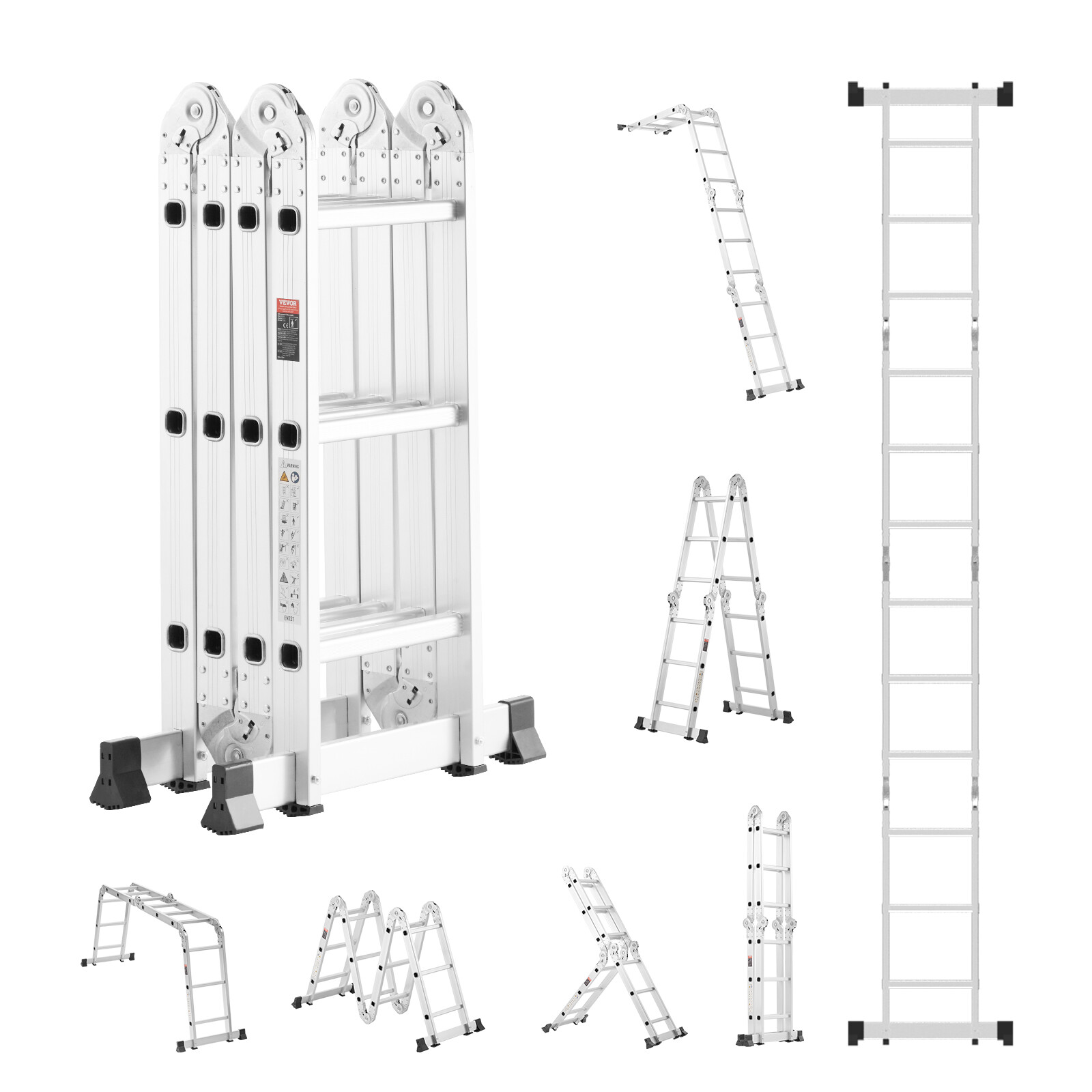 Multi-Purpose Folding Ladder 7-in-1 3 Step 12ft Reach Height for Work gallery