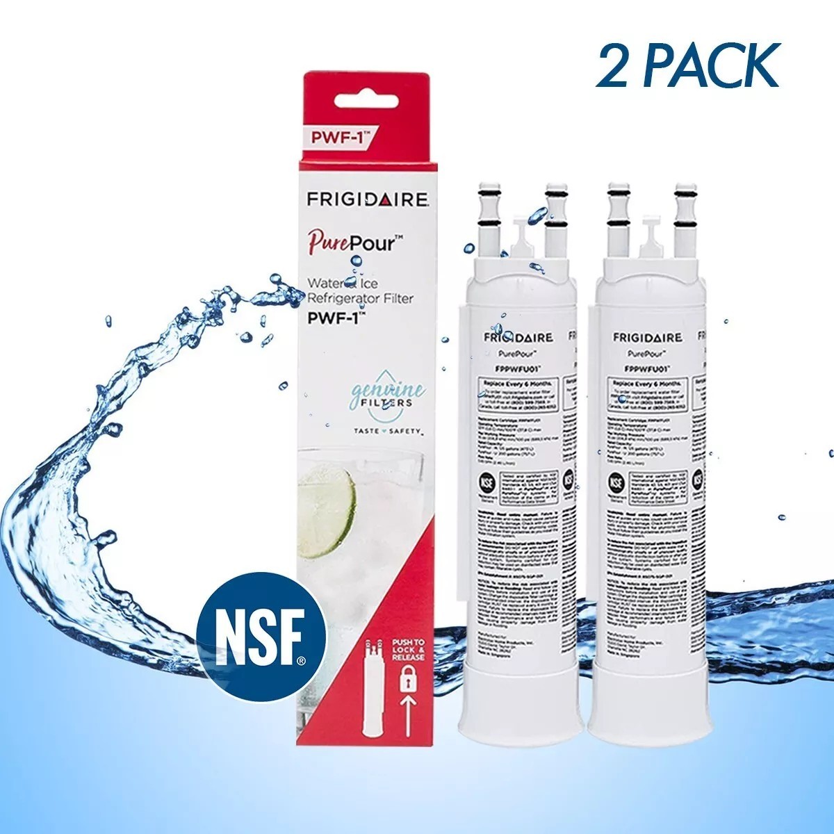 2 pack Frigidaire FPPWFU01 PWF-1 Refrige PurePour Water &Ice Refrigerater Filter gallery