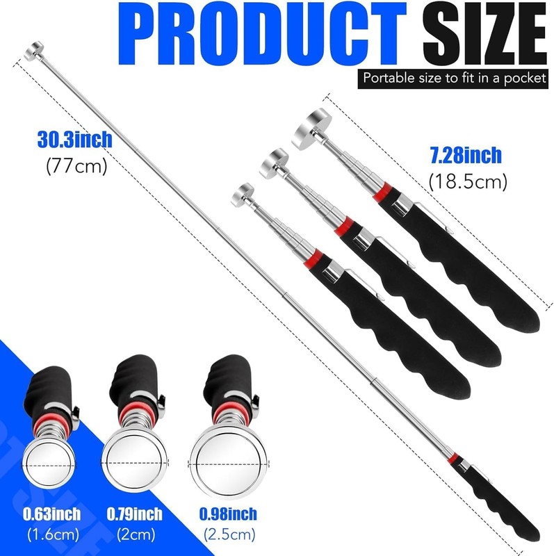Telescoping Magnetic Pick Up Tool 3PCS Extendable 31 Inch 30-80LB gallery