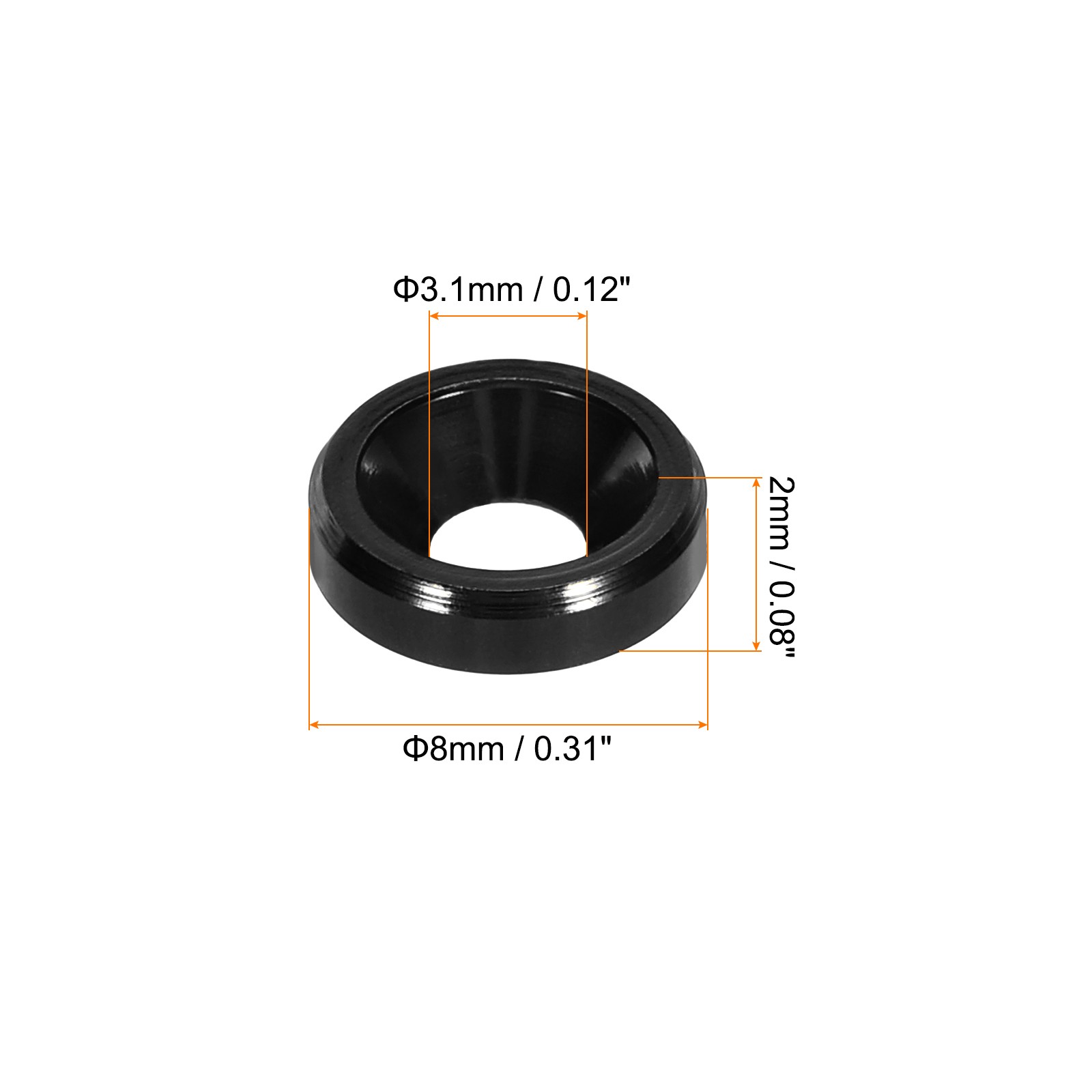 M3 Cone Cup Countersunk Washers,Hole Dia 3.1mm/0.12 Aluminum 40PCS(Black) gallery