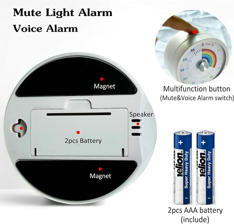 Visual Timer, Kitchen Timer Rainbow Disk 60 Minute Countdown Timer for Kids and gallery