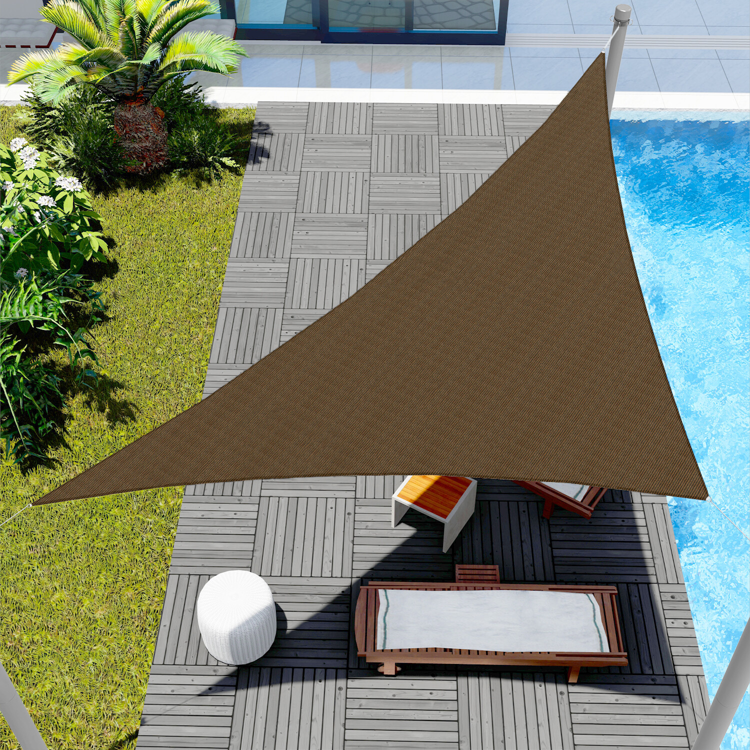 Custom Brown Right Triangle Sun Shade Sail Outdoor Yard Canopy Awning Pool Top gallery