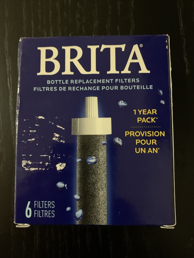 6 pack BRITA Replacement Filters Compatible with All Brita Bottle 1 Year Pk New