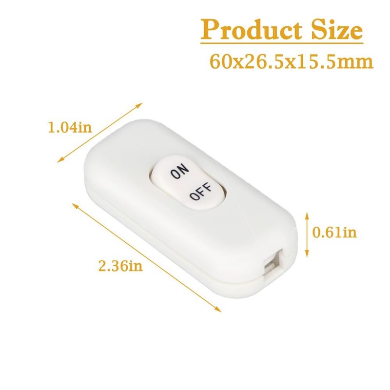 2PCS Inline Cord Switch, On/Off Lamp Control Appliance Switch Rocker White gallery