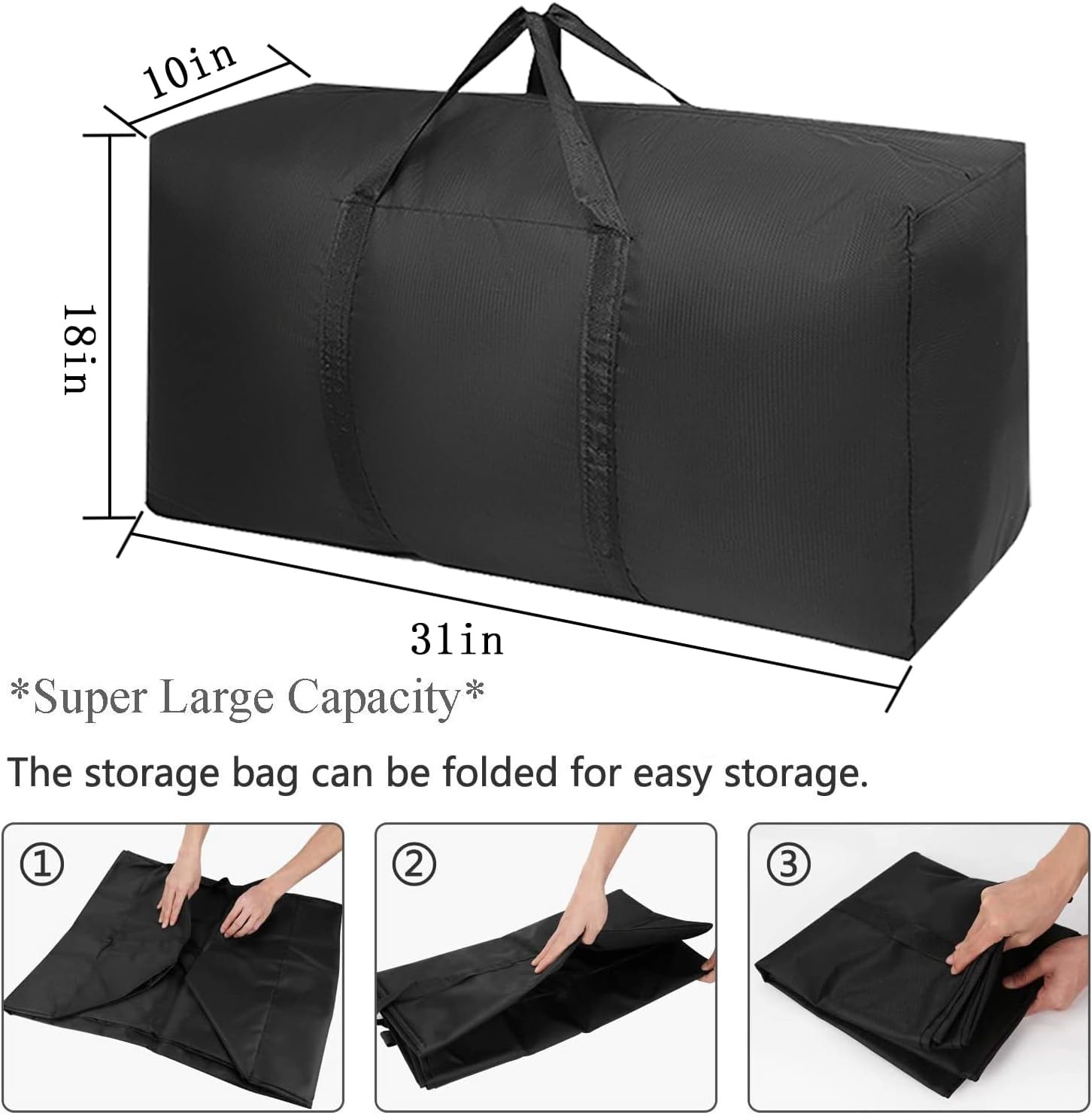 Extra Large Duffle Travel Bag 100L Storage Foldable Camping Black New (2 Pack) gallery