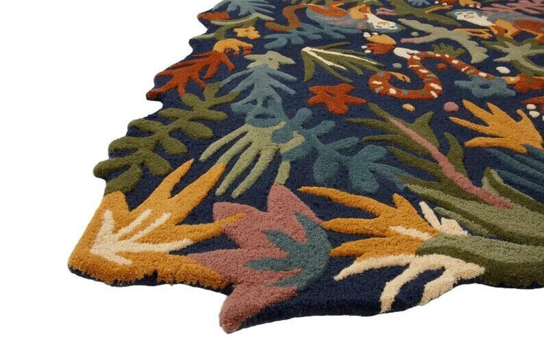 Authentic Hand Tufted High and Low Loop and Cut Animal Print Tiger Rug Carpet gallery
