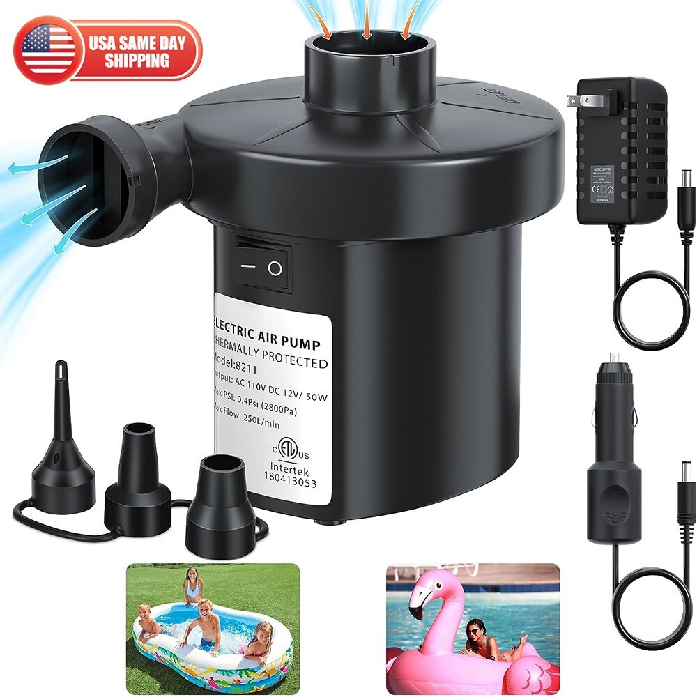 Portable Electric Inflator Deflator Air Pump Toy Boat Air Bed Mattress Pool Car gallery