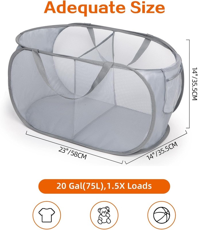 Sturdy Collapsible Laundry Baskets, Foldable Pop Up Laundry Hamper, Durable 2 gallery